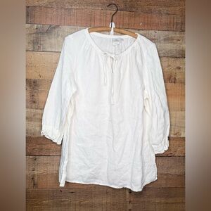 Hot Cotton Blouse Womens Large Linen Lagenlook Boho Coastal Beach White Peasant